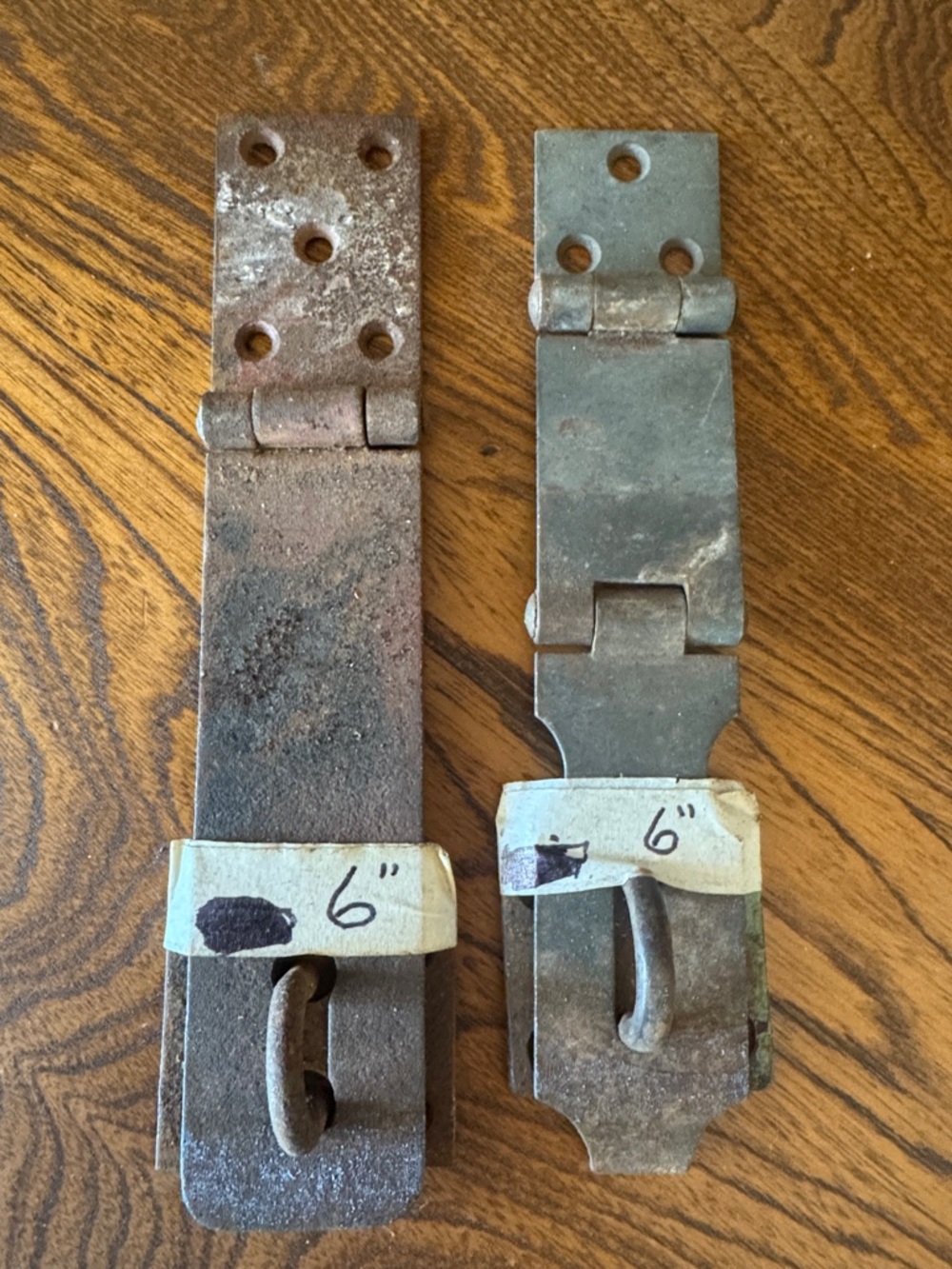 2 Architectural Salvage Heavy-Duty Rustic Steel  Strap Hinges with Latch - 6"